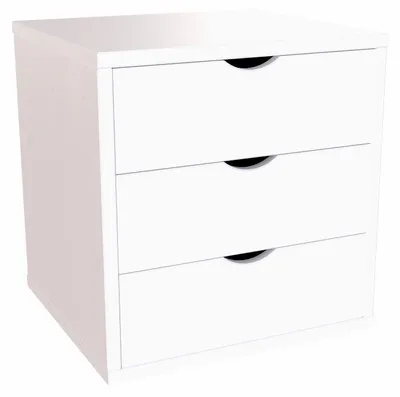 Image de Caisson à tiroirs 3 en bois massif, Blanc