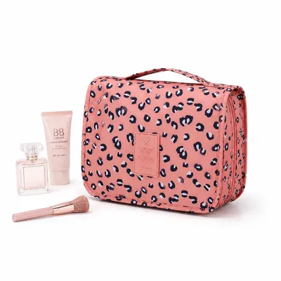 Produktbild von Faltbarer Kosmetik-Organizer "Leoparden Muster", weiches rutschfestes Material, perfekt für Reise, 24 x 18 cm, A0378