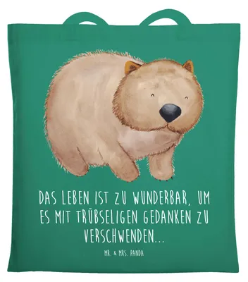 Produktbild von Mr. & Mrs. Panda Schultasche Wombat - Mint - Geschenk, Tasche, Spruch, Tote Bag, Shopping, Australien, Das Leben Ist schön, Motivation, Lustige Sprüche, totebag
