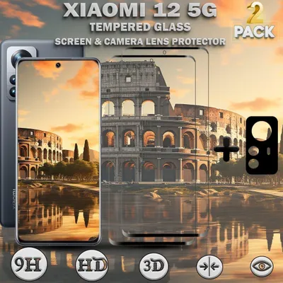 Obrázek produktu pro 2-balení XIAOMI 12 5G Ochranné sklo na displej & 1-balení ochrana objektivu - Tvrzené sklo 9H - Super kvalita 3D