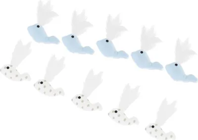 Produktbild von 10Pcs Haustier Katze Teaser Spielzeug weichen Plüsch Tiere Fisch mit Feder für interaktive Spielzeug-Set