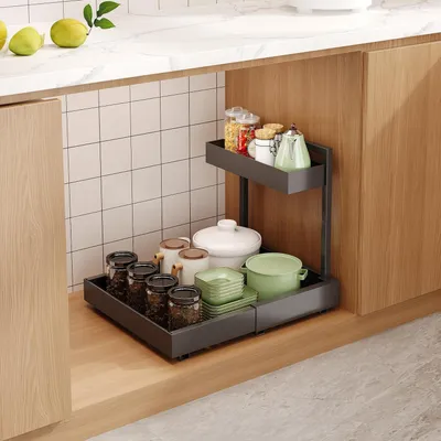 Immagine prodotto di Organizzatore estraibile per cassetti da cucina, larghezza da 31 a 52 cm, colore nero