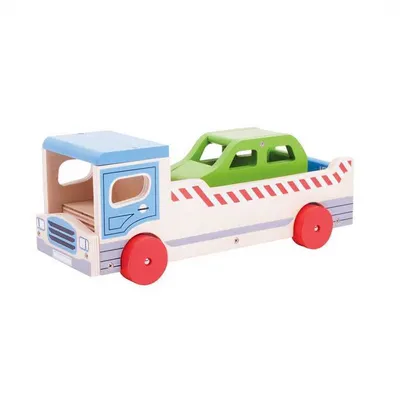 Produktbild von Bigjigs Toys Abschleppwagen aus Holz mit Auto
