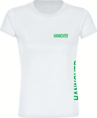 Produktbild von multifanshop Damen T-Shirt - Hannover - Brust & Seite, weiß, Größe 3XL
