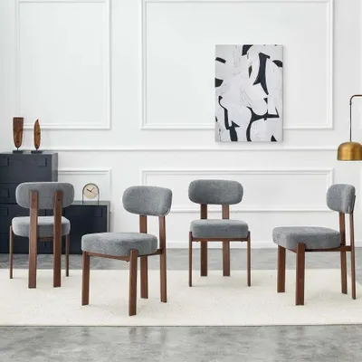 Produktbild von 4er Set Esszimmerstühle Leinen gepolstert Retro Modern Küchenstuhl Landhausstil