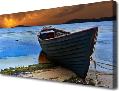 Produktbild von Tulup Leinwand-Bilder 100x50 Wandbild Canvas Kunstdruck Strand Boot Meer Landschaft
