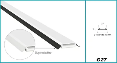 Produktbild von Glassprossen PVC weiß 1-2m - Weichlippen grau & schwarz, selbstklebend - HJ