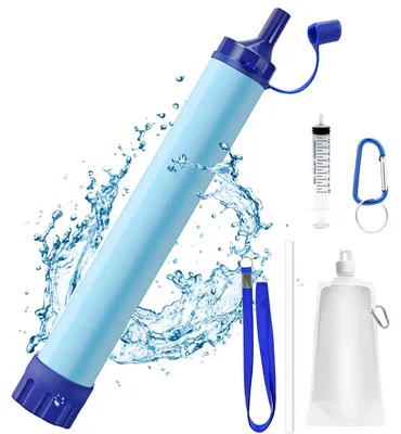Produktbild von Wasserfilter Strohhalm – Outdoor Wasserfilter – Tragbarer Wasserfilter – Filter bis 1500 l – für Camping, Wandern, Trekking, Reisen und Outdoor – Blau