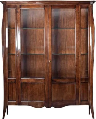 Produktbild von Casa Padrino Luxus Art Deco Vitrine Braun 170 x 50 x H. 215 cm - Massivholz Vitrinenschrank mit 2 Glastüren - Luxus Art Deco Wohnzimmer Möbel