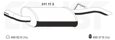 Immagine prodotto di ERNST 311113 Silenziatore terminale per FORD FIESTA III (GFJ) Impianto di scarico