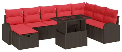 Obrázek produktu pro vidaXL Zahradní set sedaček, 9 kusů, hnědá barva, polyratan