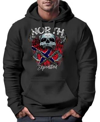 Produktbild von Hoodie Herren North Wikinger Norwegen Skull Totenkopf Print Kapuzen-Pullover Männer Fashion Streetstyle Neverless® schwarz S