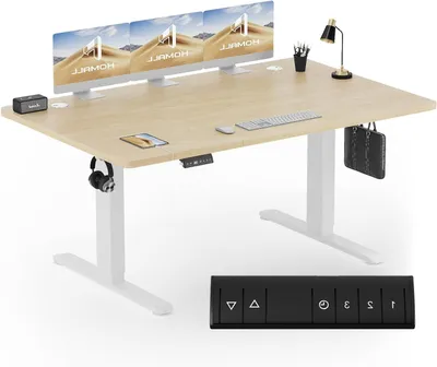 Image de Bureau assis-debout électrique - Bureau à hauteur réglable - Bureau ergonomique - Bureau pour ordinateur - Dimensions : 180 x 80 cm