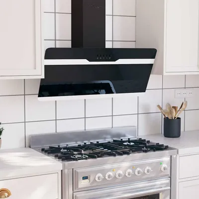 Immagine prodotto di Vidaxl Wandextraktionshaube 90 cm Stahl und geschmittertes Glas schwarz