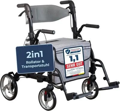 Produktbild von ForeverSenior 2 in 1 Rollator & Rollstuhl - mit Federung - 11,2kg