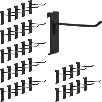 Productafbeelding van 35 stuks metalen gridwall-haken - Zwarte displayhaken met inkeping (6 inch)