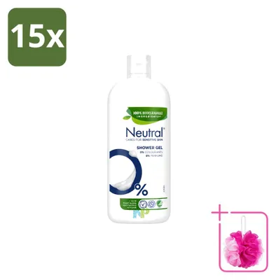 Zdjęcie produktu dla 15 sztuk neutralnego żelu pod prysznic dla skóry wrażliwej - bez zapachu - 900 ml - opakowanie ekonomiczne