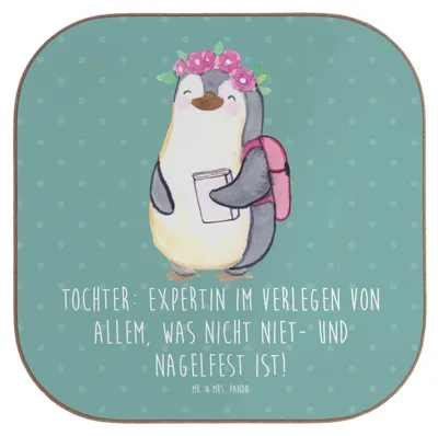 Produktbild von Mr. & Mrs. Panda unterleger Tochter Expertin - Meeresbrise - Geschenk, herzerwärmende Sprüche, Untersetzer Gläser, Chaos, Tassen, Coaster, Holzuntersetzer, Liebe, Freude