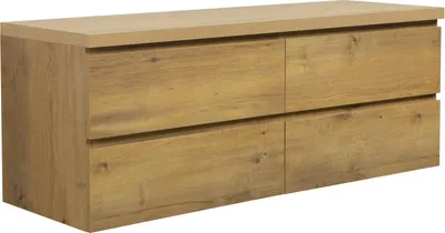 Produktbild von Waschbeckenunterschrank Angela 140cm - Eiche - Unterschrank Badmöbelset mit Deckplatte