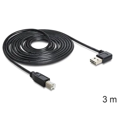 Produktbild von DeLOCK 3m USB 2.0 A - B m/m, 3 m, USB A, USB B, USB 2.0, Männlich/Männlich, Schwarz