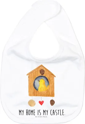 Produktbild von Mr. & Mrs. Panda Lätzchen Vogel Haus - Weiß - Geschenk, Für Babys, Schlabberlatz, Familie, Wohnung, Vögel, Vogelhäuschen, Babylätzchen, Lustige Sprüche, Sabber, Zuhause