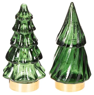 Produktbild von LED Glas Tannenbaum 12,8x6cm mit Batterie 1 Stück Sortiert