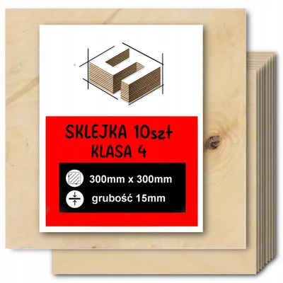 Image de Plaques carrées en contreplaqué de bouleau brut – gravure laser, fraisage CNC, modélisme, pyrogravure, peinture, serviettage et loisirs créatifs DIY – qualité 4 – 30 × 30 cm (300 × 300 mm) – 15 mm – 10 plaques
