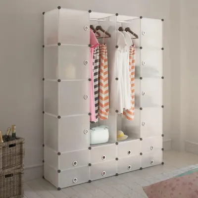 Zdjęcie produktu dla vidaXL Szafka modułowa z 18 przegrodami biała 37 x 146 x 180,5 cm