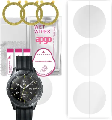 Produktbild von apgo 3 Stück Schutzfolie, klar, kompatibel mit Samsung Galaxy Watch 42MM Smartwatch, Hydrogel Displayschutzfolie mit Positionierhilfe, Displayfolie, robust und kratzfest