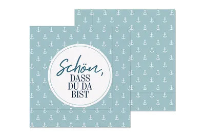 Produktbild von 20 Servietten Kleiner Anker 33x33cm Anker Schön dass du da bist Kreis Schrift Maritim