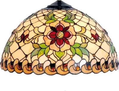Produktbild von Clayre & Eef Lampenschirm Tiffany Ø 30x18 cm Beige Rot Glas Rose
