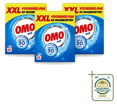 Produktbild von 3 x Omo Vollwaschmittel für Weißes - 5 kg - Vorratspackung - 3 Stücke