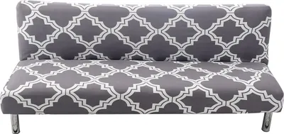 Obrázek produktu pro Elastický kryt bez područek Pohovka bez područek Pohovka kryt Stretch Futon Ochranný kryt 3-sedák Plně rozkládací gauč Pohovka štít pro rozkládací gauč bez područek ( šedý vzor )