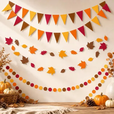 Obrázok produktu pre 3 kusy jesenná girlanda, dekorácia z jesenných listov, vhodná na oslavy Thanksgiving, rodinné oslavy a svadobnú výzdobu