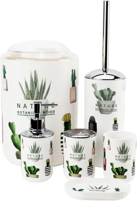 Produktbild von Badaccessoireset 6-teilig, Seifenspender, Toilettenbürste, Mülleimer, für Badezimmer