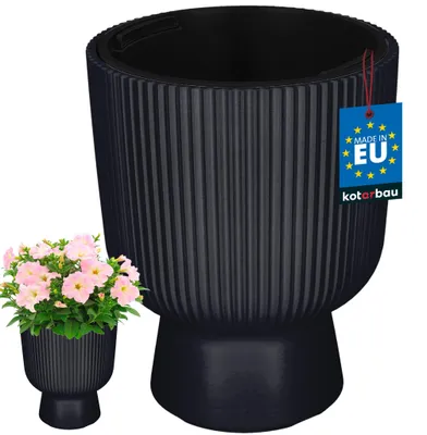 Immagine prodotto di KOTARBAU® Fioriera da Esterno Vaso per Piante ⌀ 23 cm con Inserto Interno Vaso da Interno Vasi di Plastica Antracite
