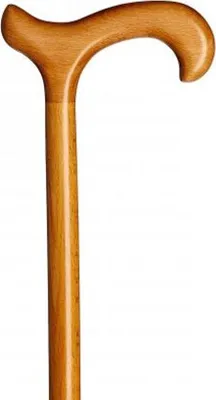 Image de Canne en bois classique pour femmes avec poignée derby - naturel