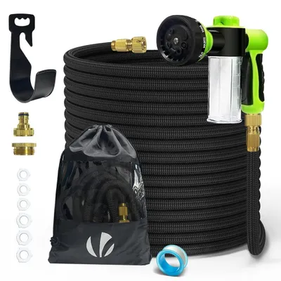 Immagine prodotto di VOUNOT® Tubo da giardino flessibile da 30 m, tubo flessibile ed estensibile con 8 funzioni di spruzzo e contenitore per detersivo