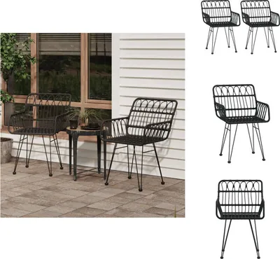 Produktbild von vidaXL Gartenstühle 2 Stk. mit Armlehnen Schwarz 56x64x80 cm PE-Rattan -  Gartenstühle