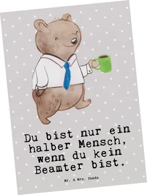 Produktbild von Mr. & Mrs. Panda Postkarte Beamter Herz - Grau Pastell - Geschenk, Postkarten, Öffentlicher Dienst, Ansichtskarte, Studium, bildkarte, Grußkarte, Ansichtskarten