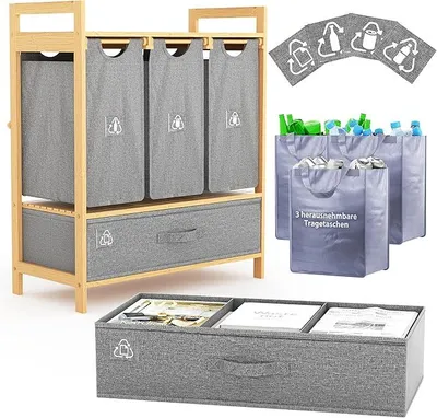 Imagen del producto de Cubo de basura para cocina, 4 compartimentos - Sistema de separación de residuos, 4 compartimentos - Cubo de basura para cocina