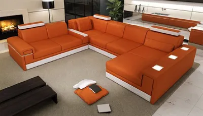 Produktbild von Design Ecksofa U-Form Modern Ledersofa