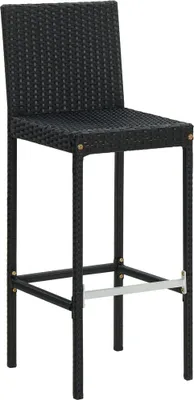 A single black bar stool is shown against a white background.