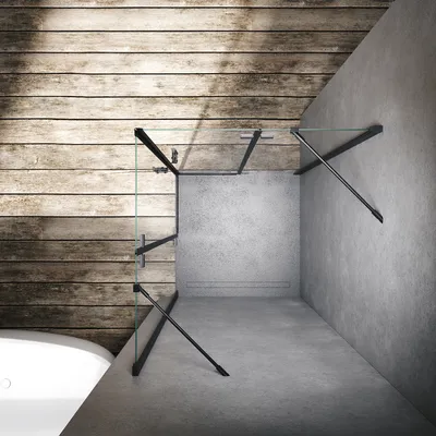 Produktbild von SONNI Schwarzes 100x100x195cm Scharniertür Duschabtrennung Duschkabine Eckeinstieg Dusche Nano Glas Eckdusche 6mm ESG-Sicherheitsglas