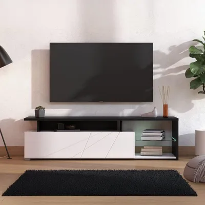 Image de Induno - Meuble TV, 170x42x47h cm blanc, 6 étagères