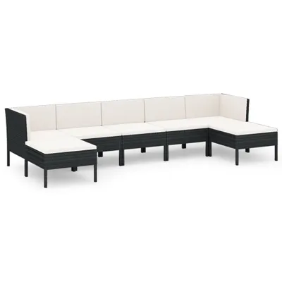 Produktbild von 7-tlg. Garten-Lounge-Set mit Auflagen Poly Rattan Schwarz