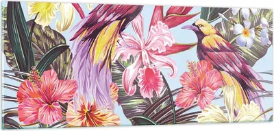 Produktbild von Bilder auf glas - Blume Vogel Sommer - 100x40cm - Glasbilder - Wandbilder - Kunstdruck - zum Aufhängen bereit - Wanddekoration aus Glas - Glas Bilder - Wandbild auf Glas - Einteilig - GAB100x40-3485