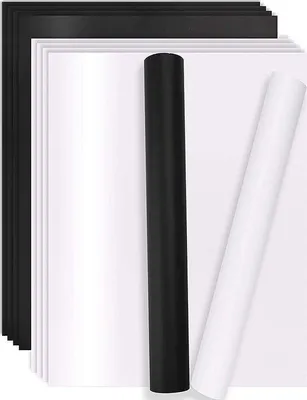 Produktbild von Famanu Selbstklebende Vinylfolie - Matte Weiße und Schwarze Bögen für Kreative Projekte - 10 Bögen 21x30cm