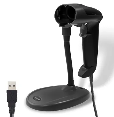Barcodescanner 1D/2D mit Standfuß, USB, CMOS-Sensor, für Windows/Mac/Linux
