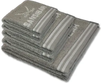 Produktbild von Sansibar Sylt Handtuch Set, Sansibar Frottier-Serie Doubleface Set Nr. 2,  (5er Set, 5-St), silber/weiß
